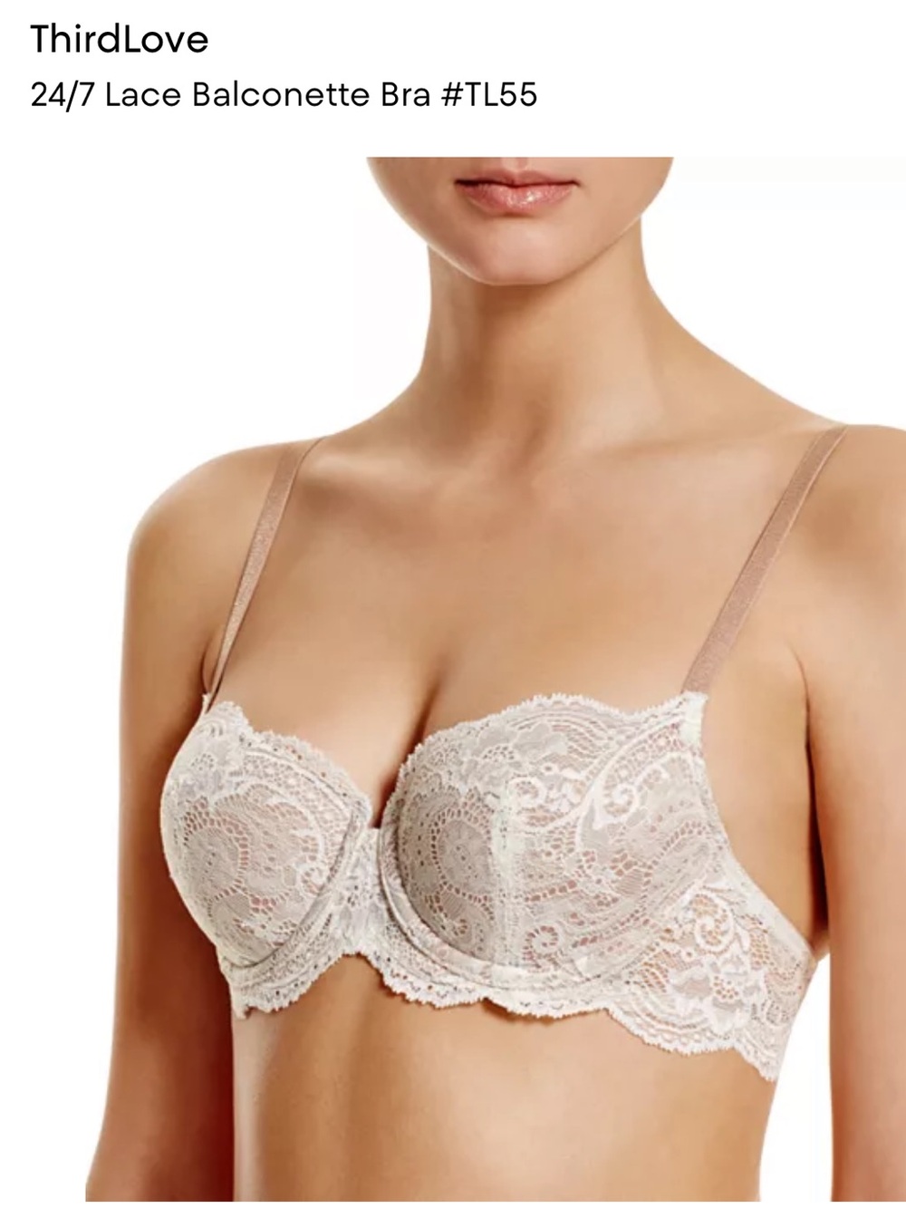 Third love 24/7 lace balconette bra 34F